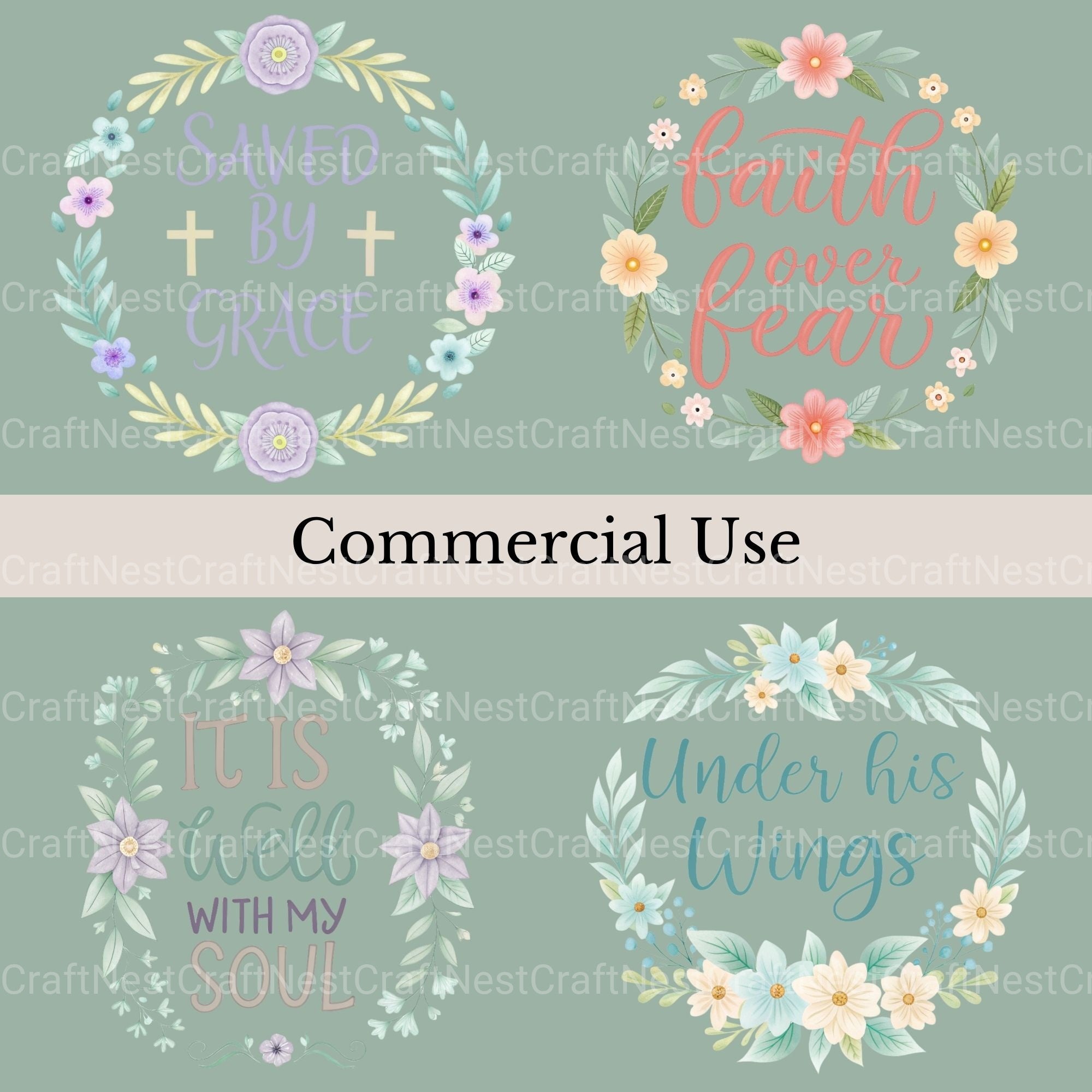 Faith & Flowers Clipart Bundle - CraftNest - Digital Crafting and Art
