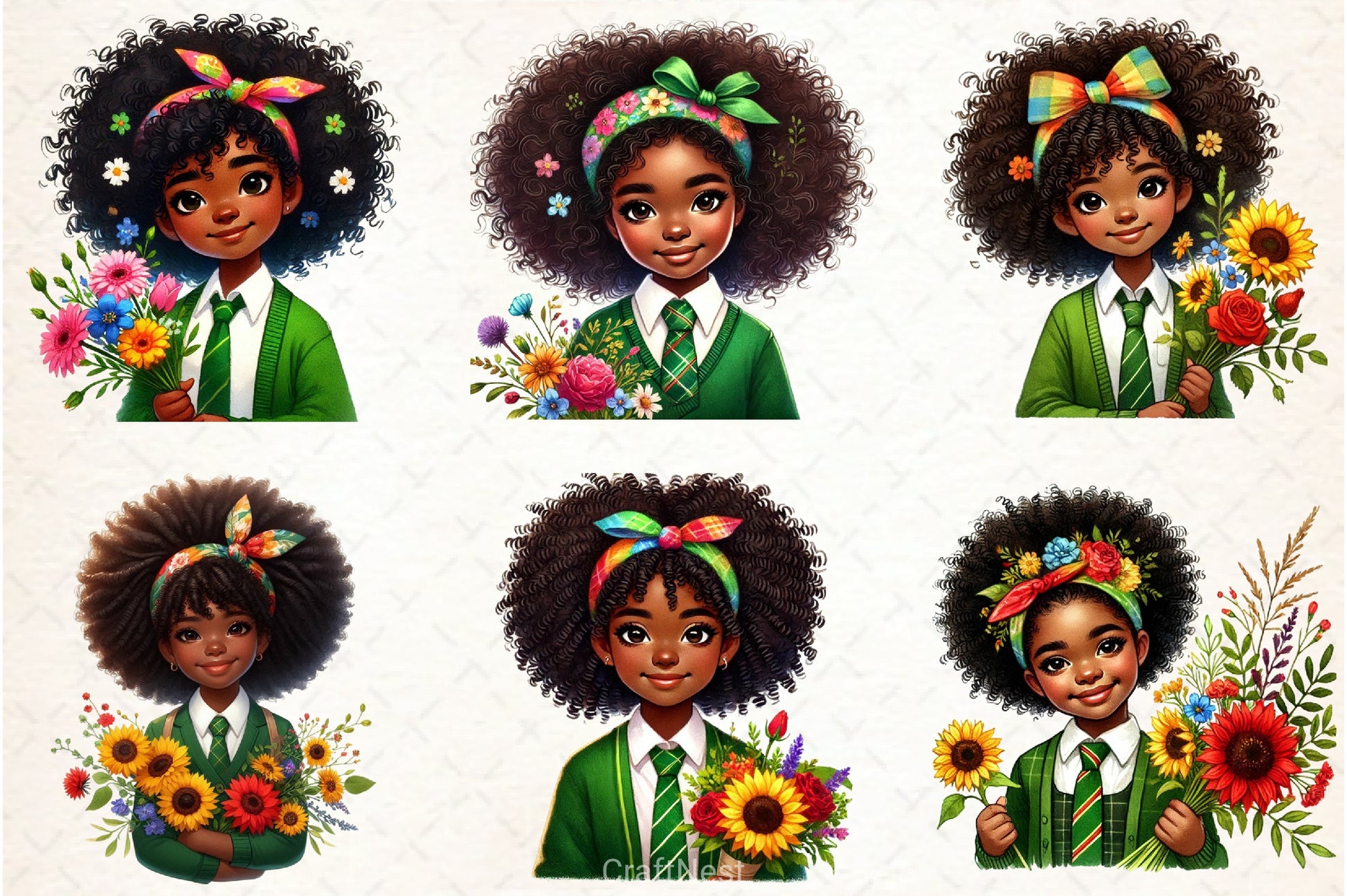 Black History Afro Girl Clipart Bundle - CraftNest - Digital Crafting and Art