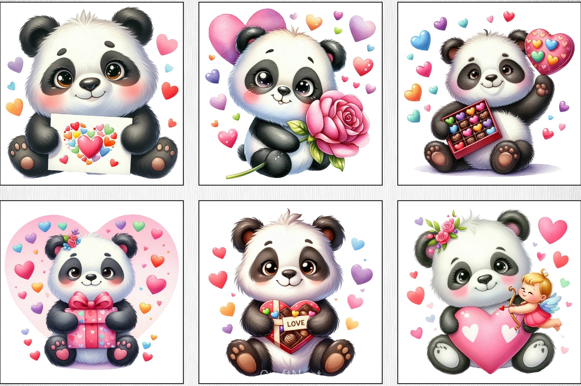 Valentine's Day Love Panda Clipart Bundle - CraftNest - Digital Crafting and Art