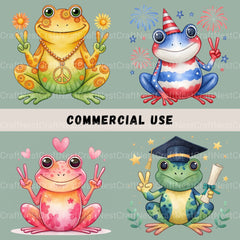 Frogs Peace Sign Clipart Bundle - CraftNest - Digital Crafting and Art