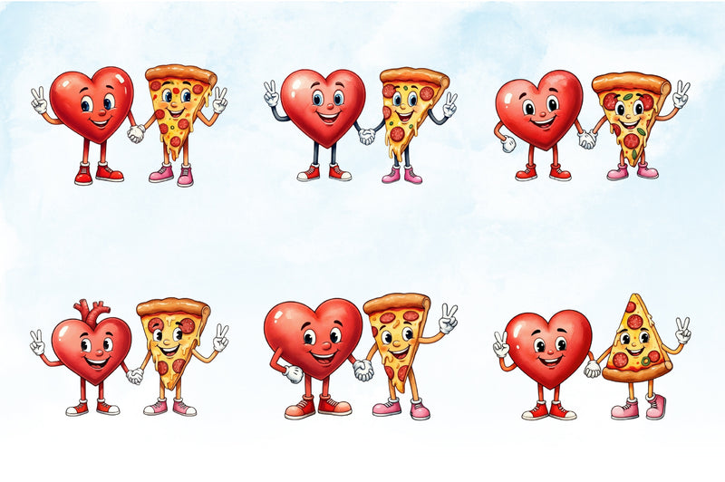 Heart & Pizza Valentine Clipart Bundle - CraftNest - Digital Crafting and Art