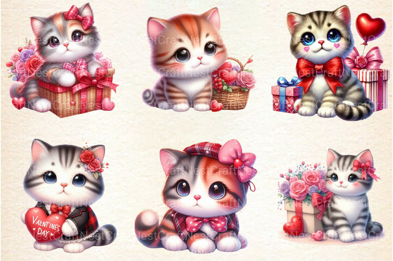 Valentine's Day Kitty Clipart Bundle - CraftNest - Digital Crafting and Art