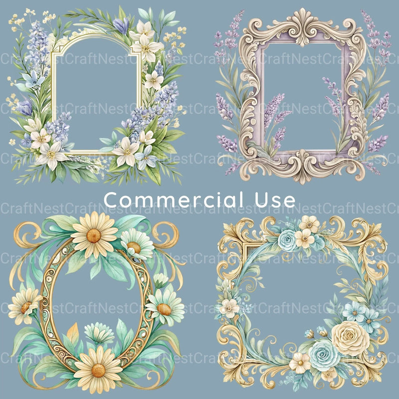 Floral Frames Clipart Bundle 3 - CraftNest - Digital Crafting and Art