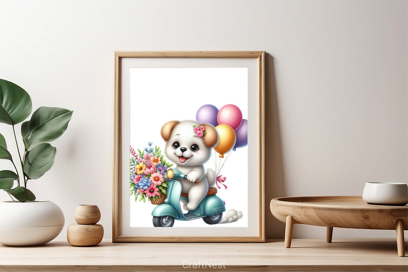 Cute Dog Scooter Clipart Bundle - CraftNest - Digital Crafting and Art