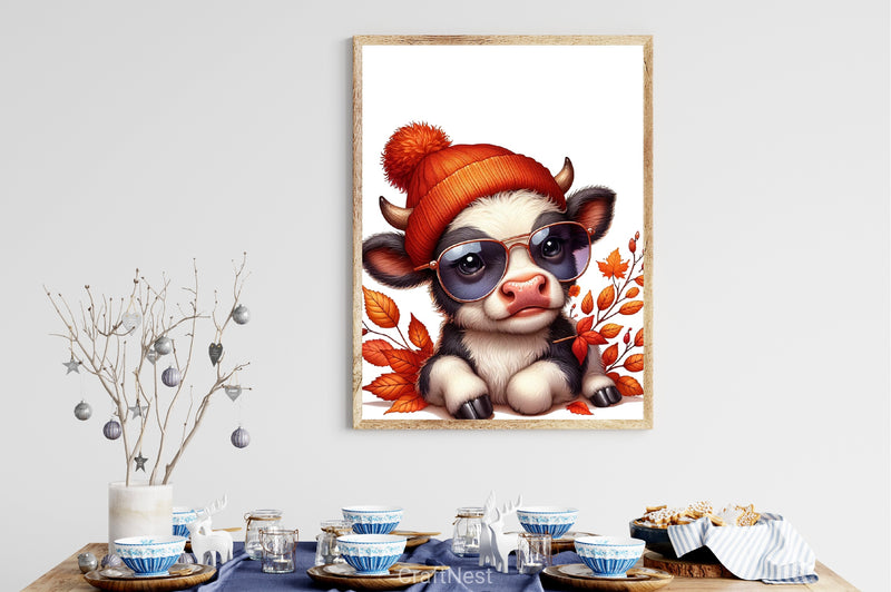 Autumn Baby Cow Clipart Bundle - CraftNest - Digital Crafting and Art