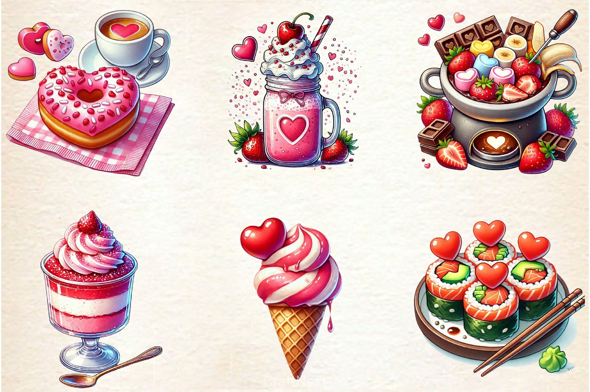Valentines Day Food Clipart Bundle 2 - CraftNest - Digital Crafting and Art