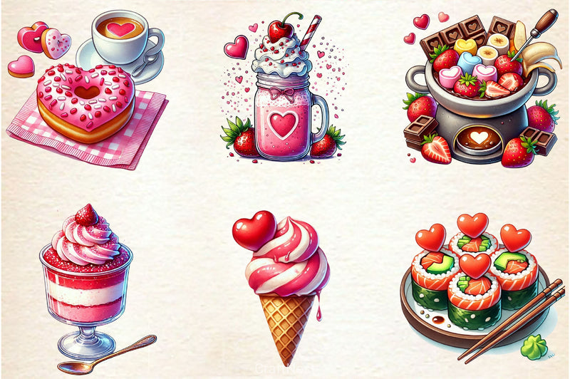 Valentines Day Food Clipart Bundle 2 - CraftNest - Digital Crafting and Art