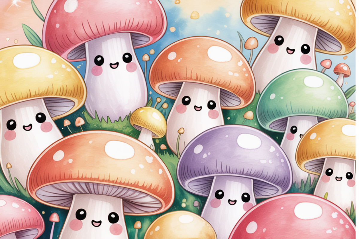 Kawaii Mushrooms Background Papers