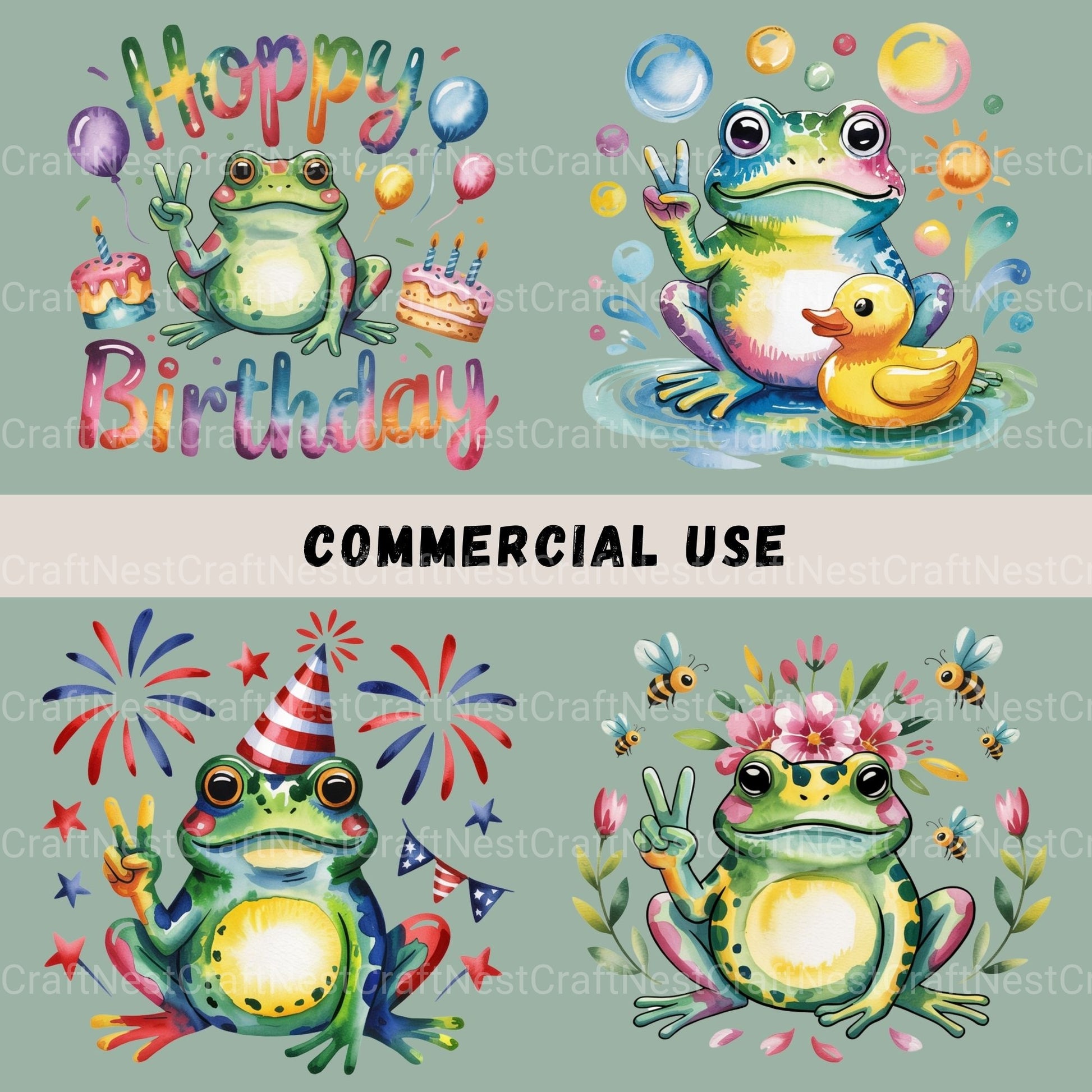 Peace Sign Frogs 18 Clipart Bundle - CraftNest - Digital Crafting and Art
