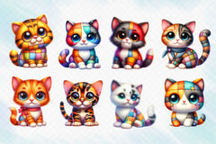 Cute Patchwork Cats Clipart Bundle - CraftNest - Digital Crafting and Art