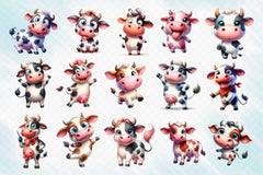 Funny Cute Cow Clipart Bundle 4 - CraftNest - Digital Crafting and Art