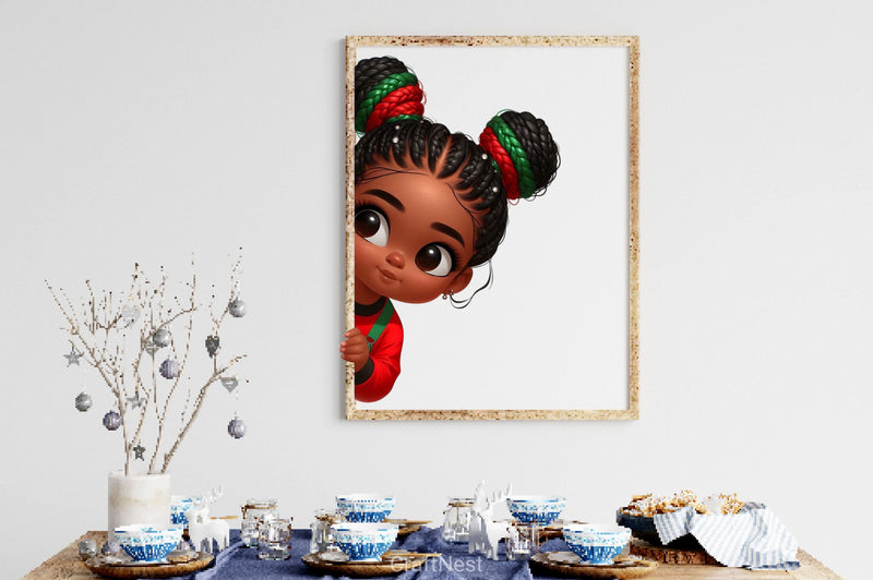 Peeking African American Little Girl Clipart Bundle 4 - CraftNest - Digital Crafting and Art