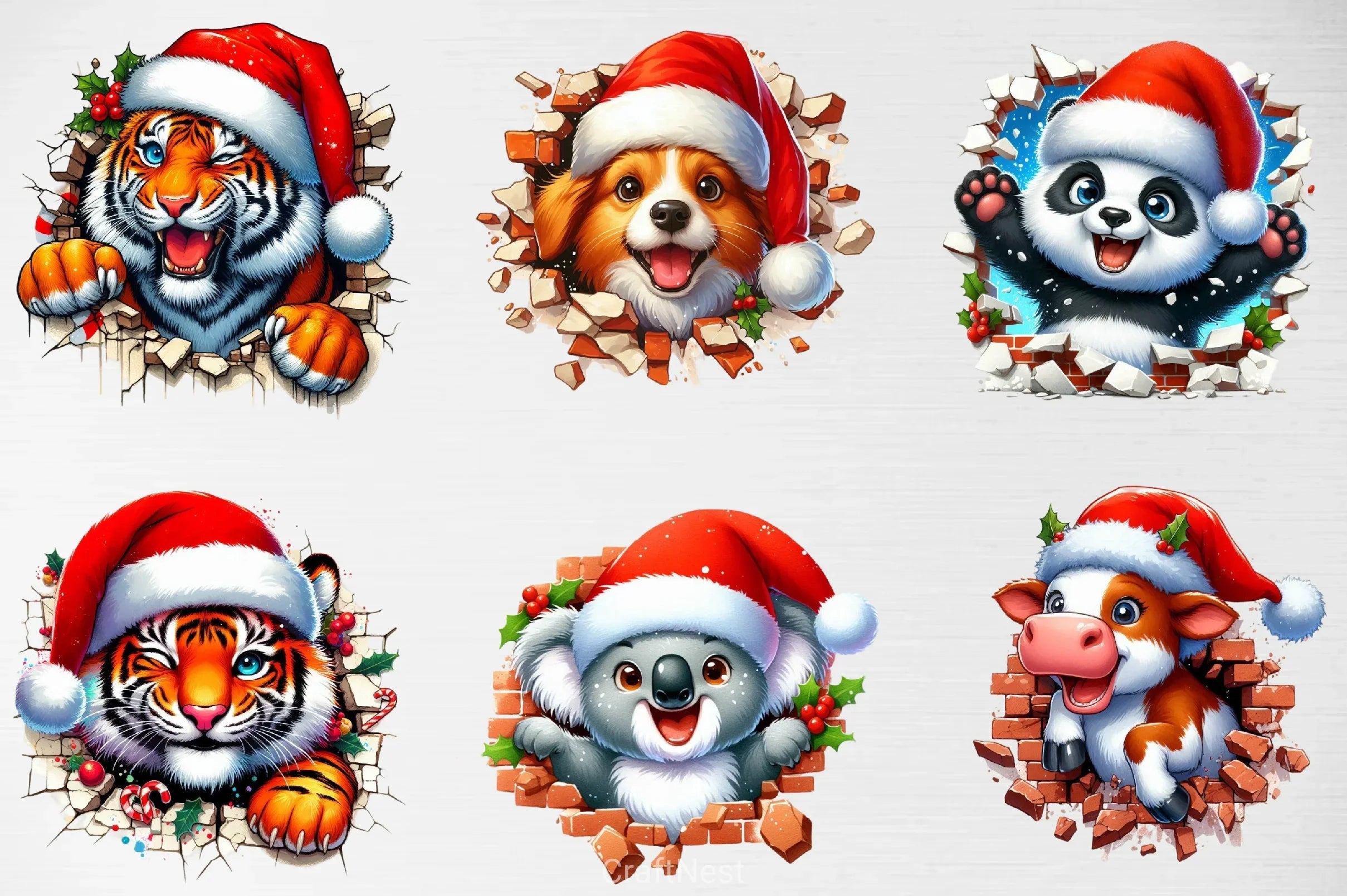 Christmas Wall Animal Clipart Bundle - CraftNest - Digital Crafting and Art