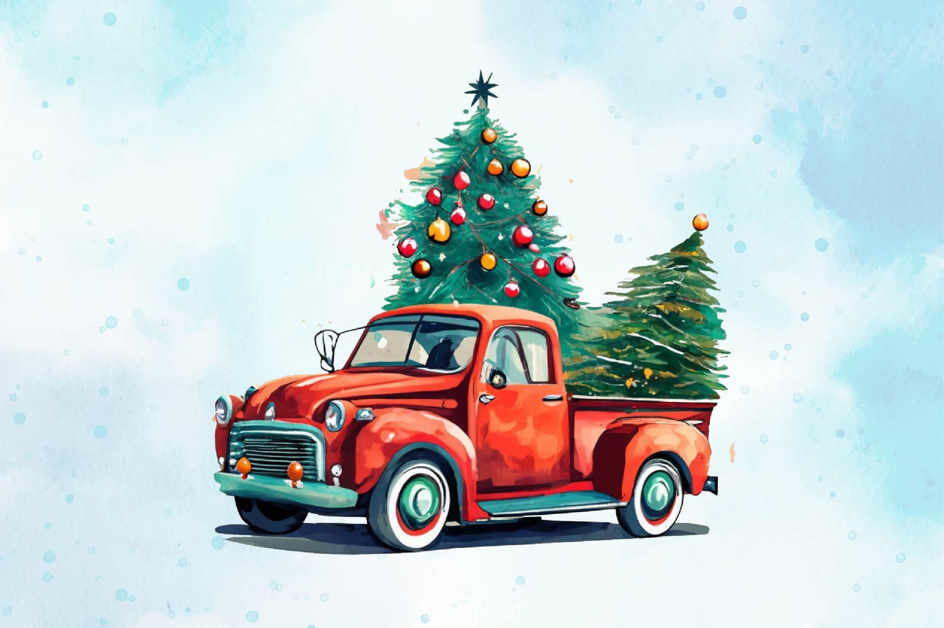 Christmas Truck & Tree Clipart Bundle 2 - CraftNest - Digital Crafting and Art
