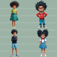 Quirky Kids African American Clipart Bundle - CraftNest - Digital Crafting and Art