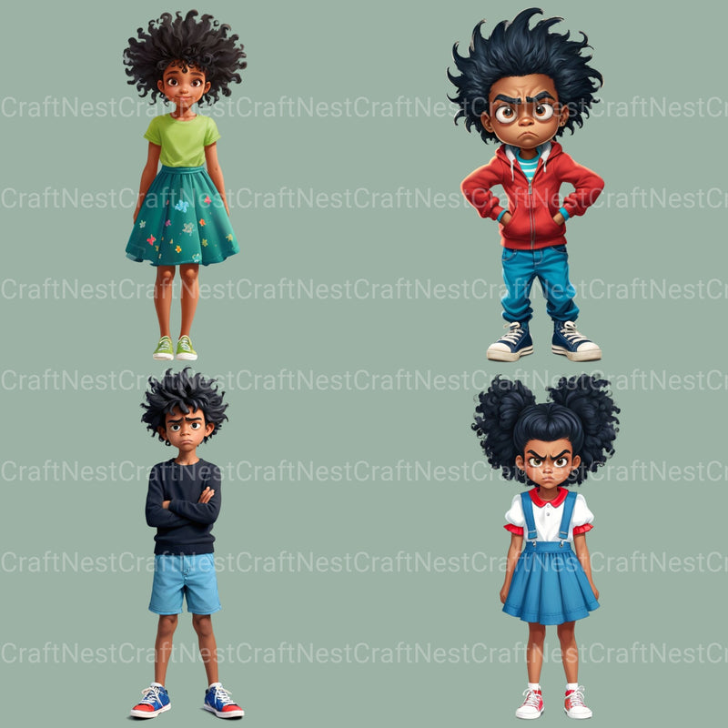 Quirky Kids African American Clipart Bundle - CraftNest - Digital Crafting and Art