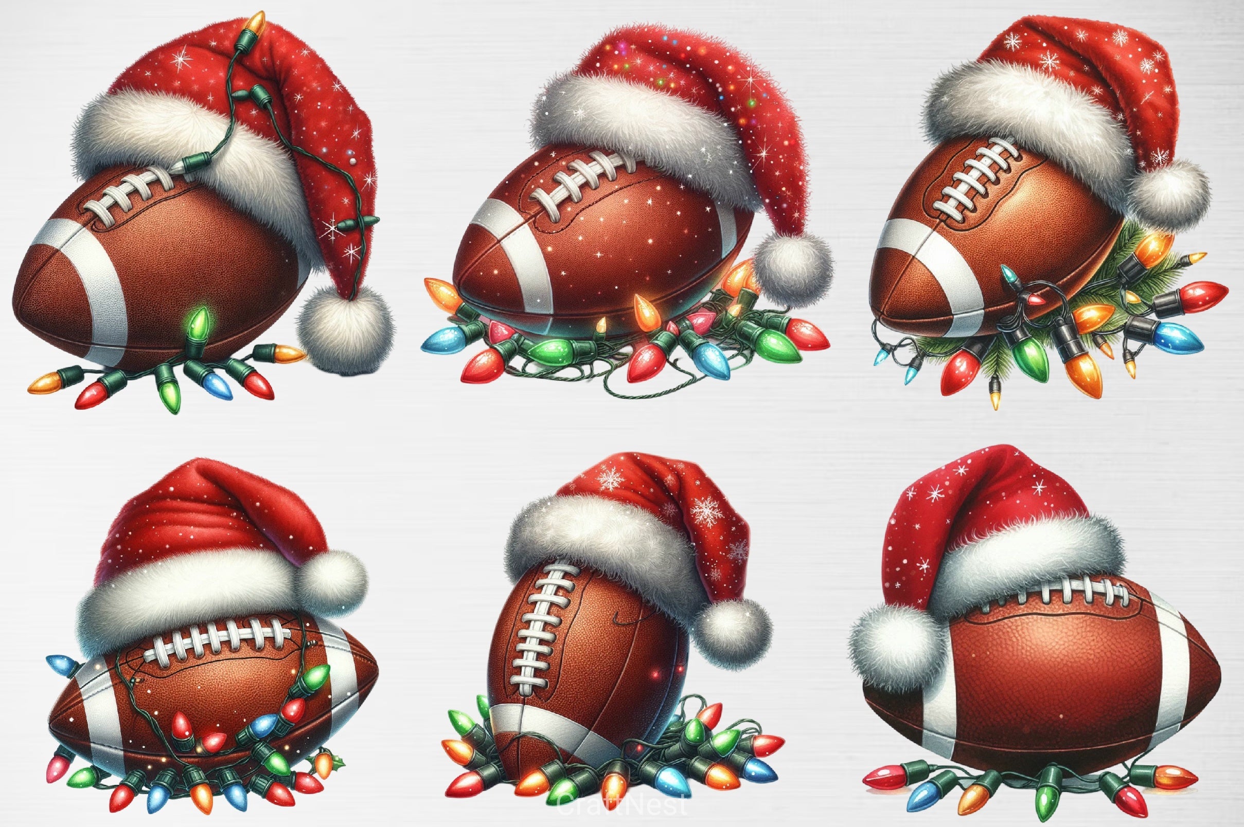 Football Santa Hat Clipart Bundle - CraftNest - Digital Crafting and Art