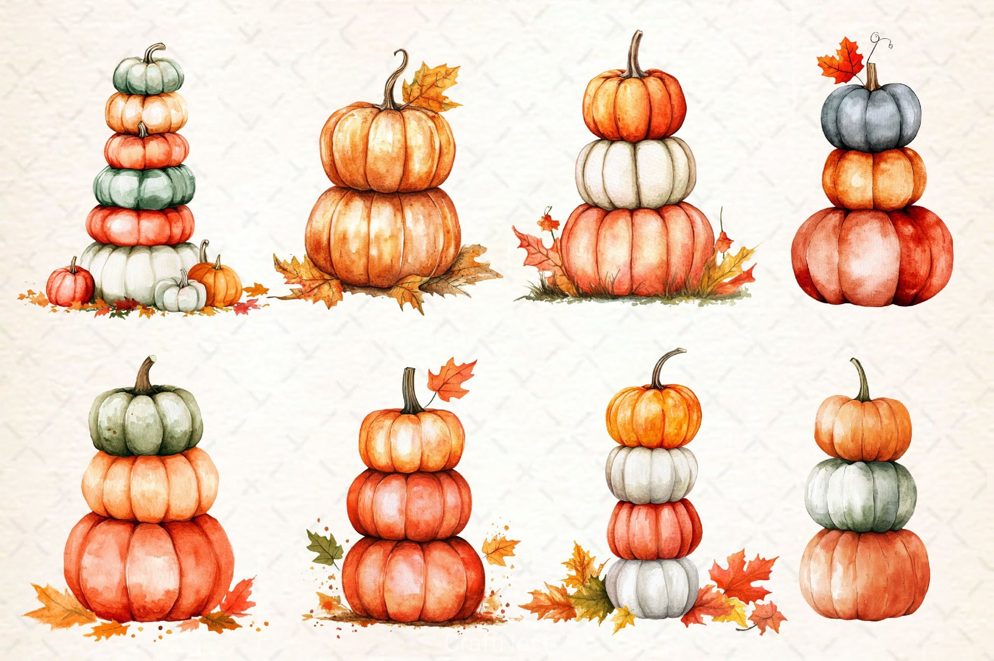 Fall Stacked Pumpkins Clipart Bundle - CraftNest - Digital Crafting and Art