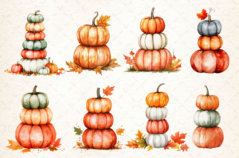 Fall Stacked Pumpkins Clipart Bundle - CraftNest - Digital Crafting and Art