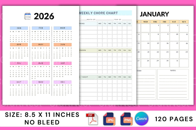Weekly Chore Chart Template - CraftNest - Digital Crafting and Art