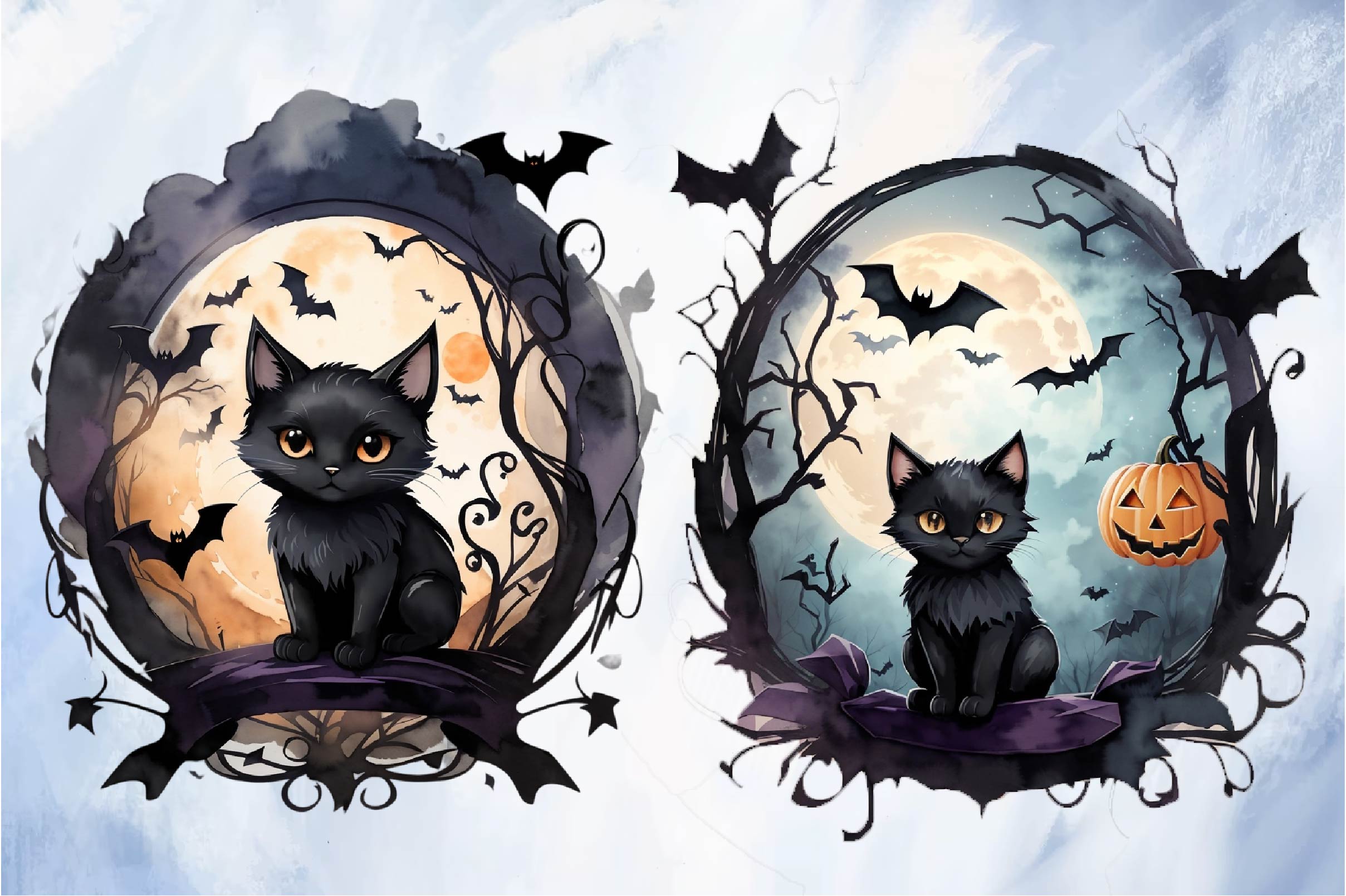 Night Black Cat Clipart Bundle - CraftNest - Digital Crafting and Art