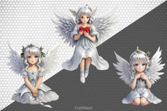 Silver Christmas Angel Clipart Bundle - CraftNest - Digital Crafting and Art