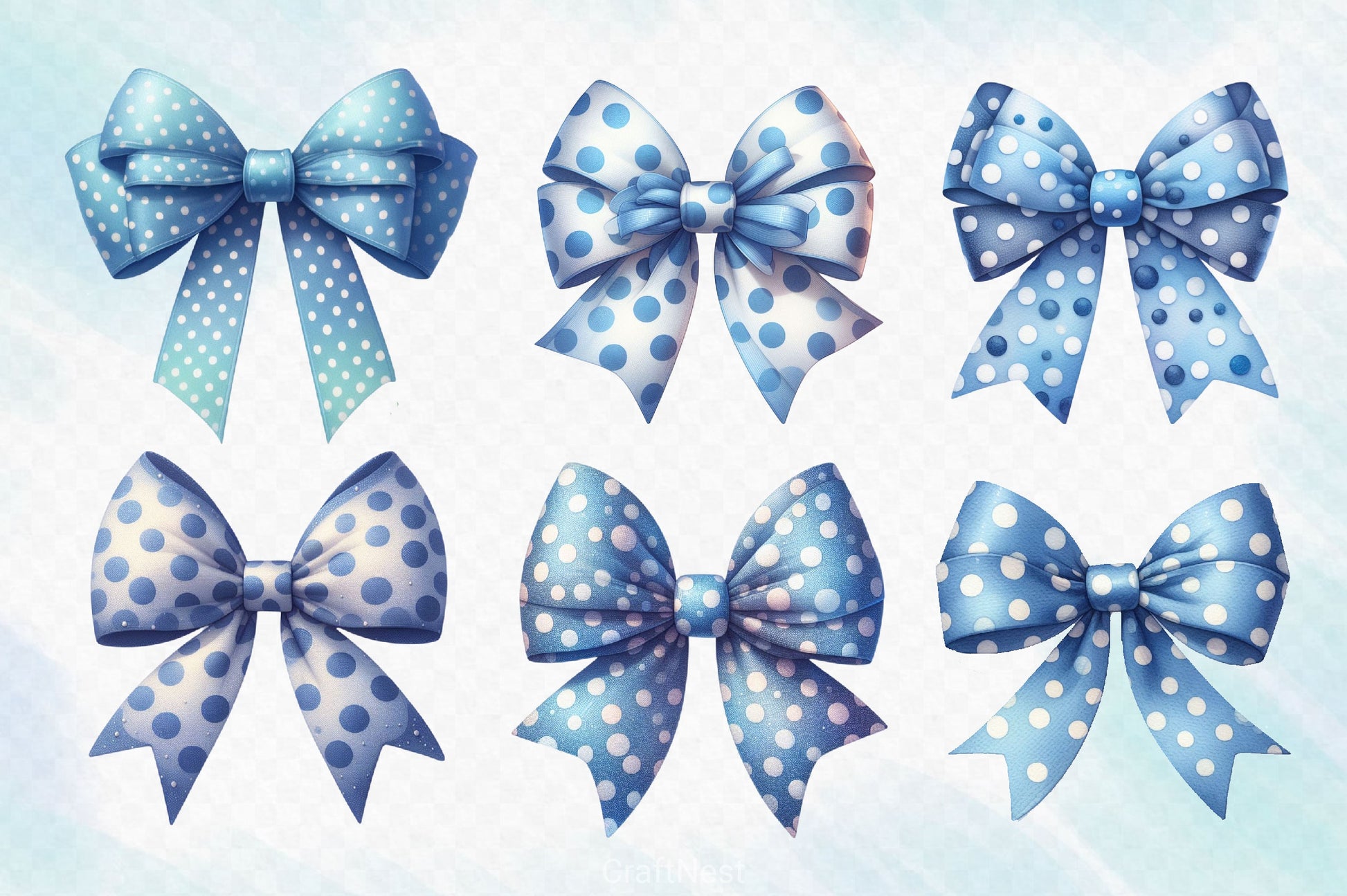 Watercolour Blue Bows Clipart Bundle - CraftNest - Digital Crafting and Art