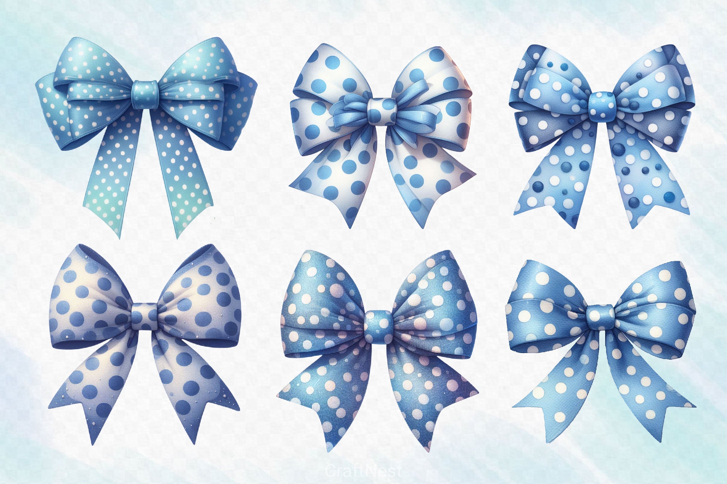 Watercolour Blue Bows Clipart Bundle - CraftNest - Digital Crafting and Art