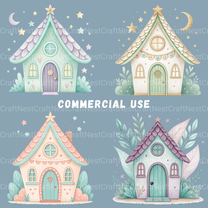 Whimsical Homes Clipart Bundle - CraftNest - Digital Crafting and Art