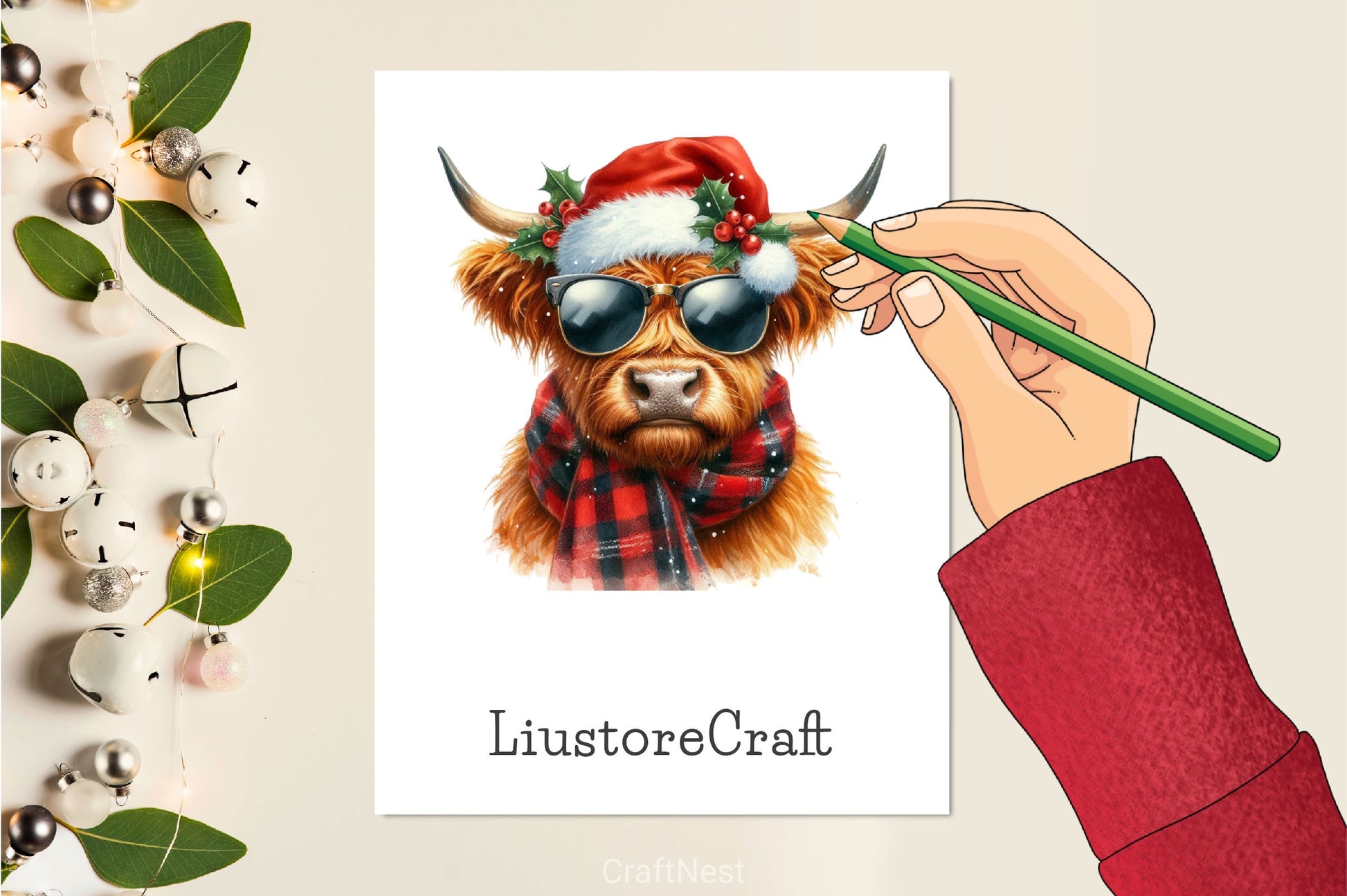 Funny Christmas Highland Cow Clipart Bundle - CraftNest - Digital Crafting and Art