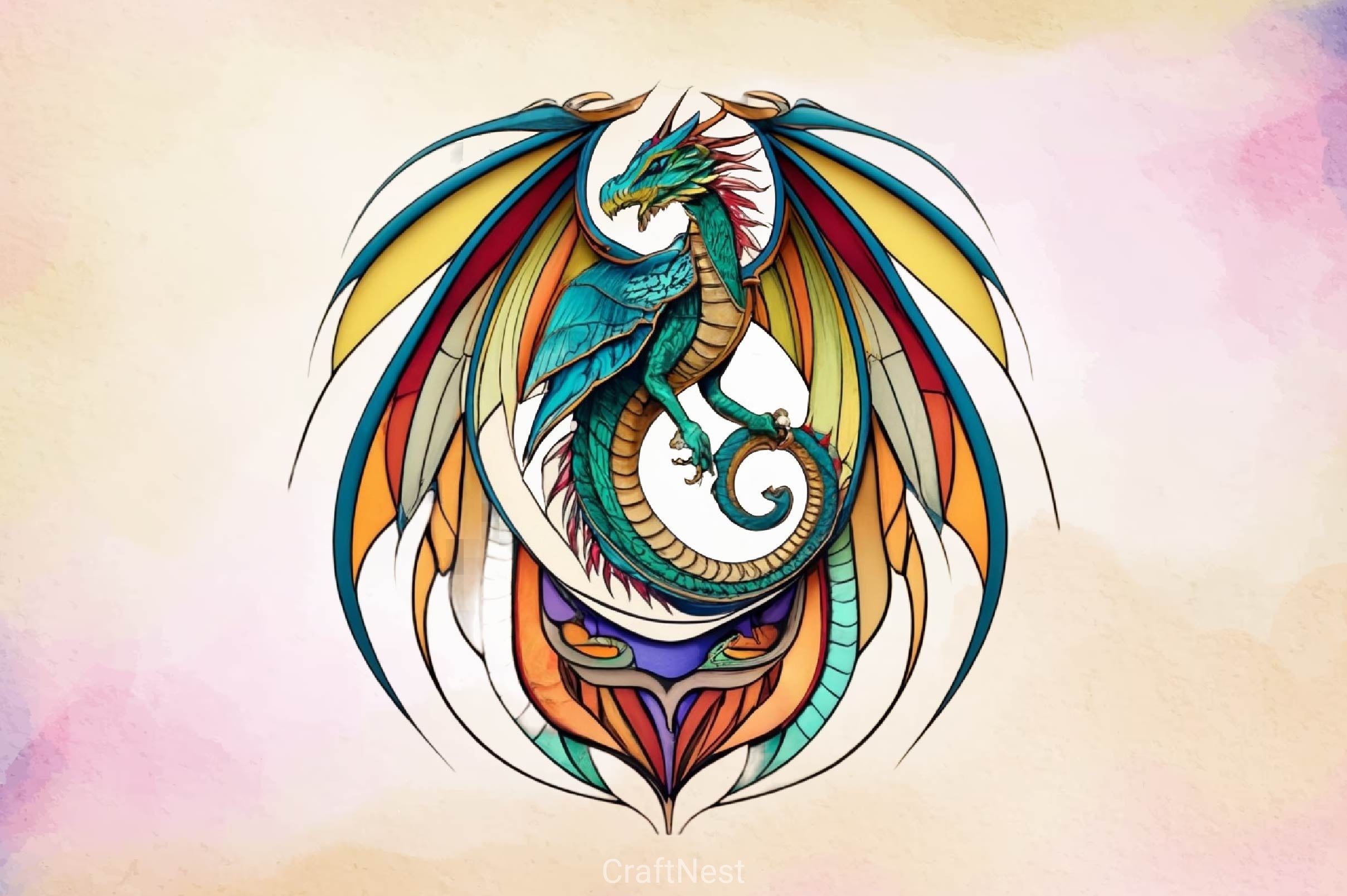 Stained Round Glass Dragon Clipart Bundle - CraftNest - Digital Crafting and Art