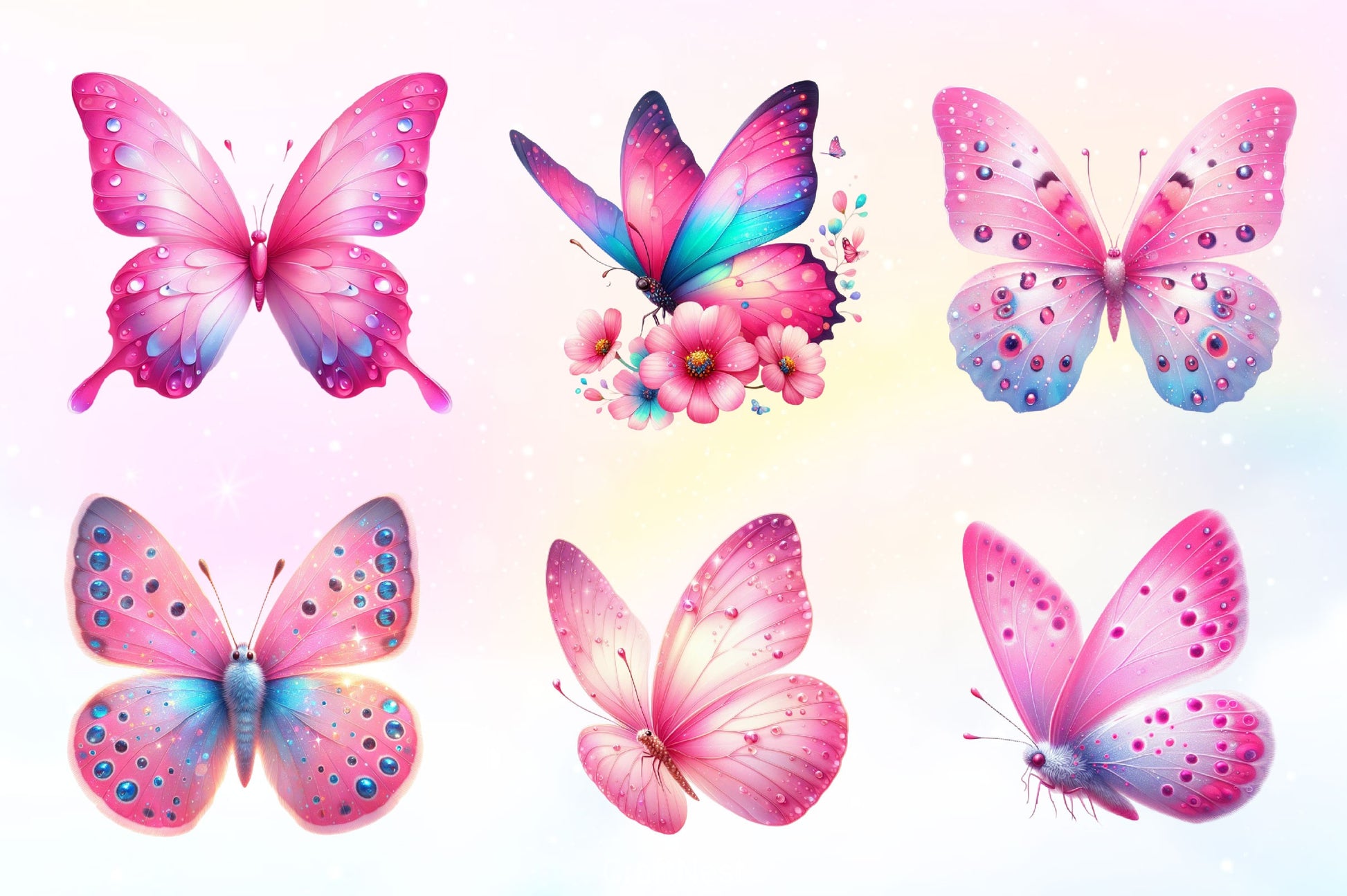 Coquette Pink Butterfly Clipart Bundle 2 - CraftNest - Digital Crafting and Art