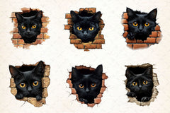 Peeking Black Cat Clipart Bundle 3 - CraftNest - Digital Crafting and Art