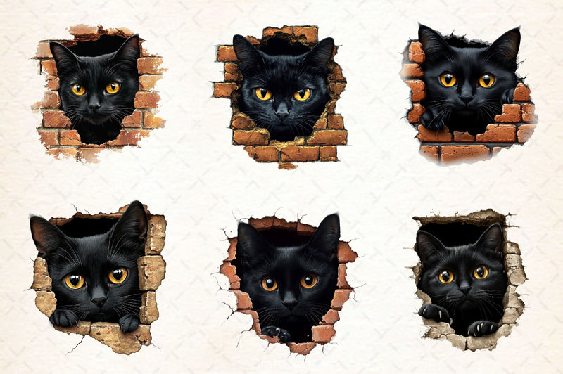 Peeking Black Cat Clipart Bundle 3 - CraftNest - Digital Crafting and Art
