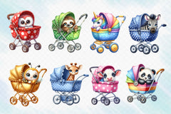 Peeking Baby Animals In Stroller Clipart Bundle - CraftNest - Digital Crafting and Art