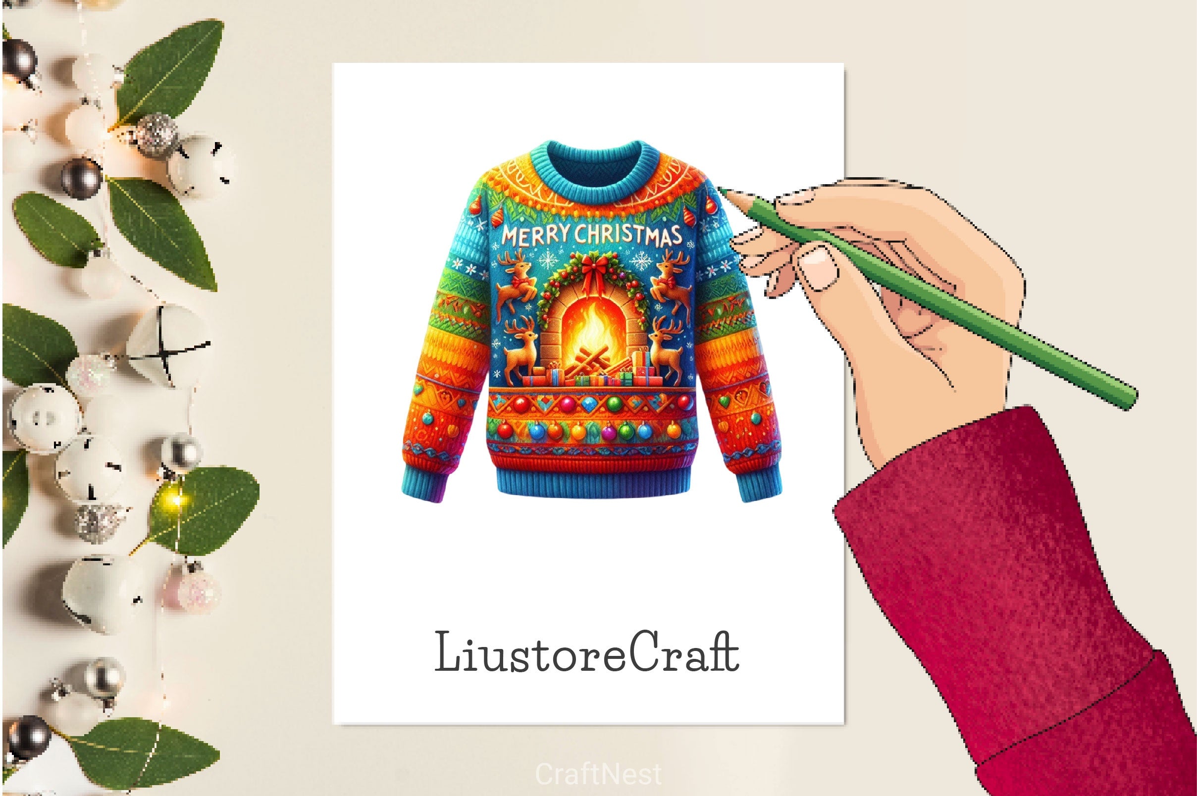 Colorful Christmas Sweater Clipart Bundle - CraftNest - Digital Crafting and Art
