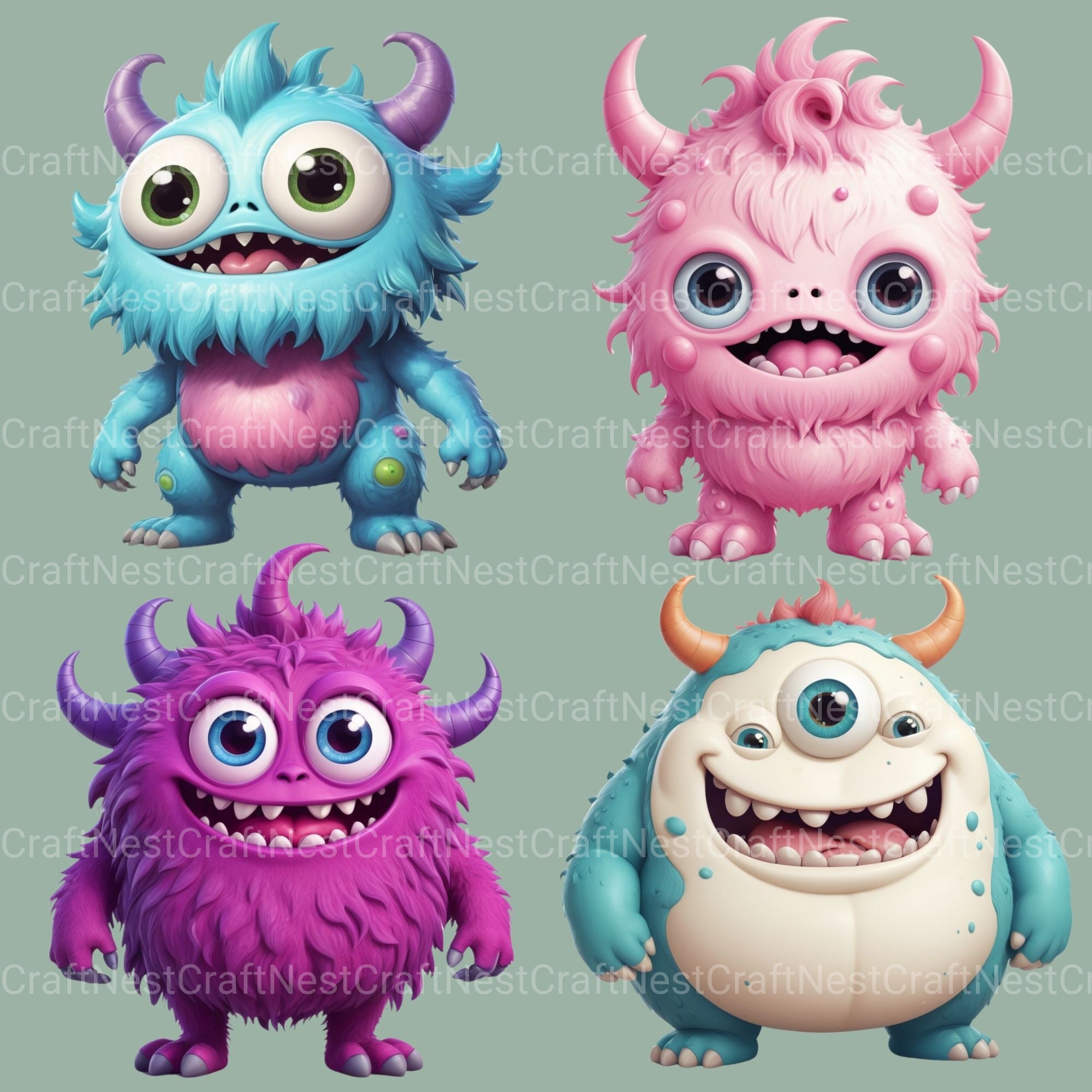 Cute Monsters Clipart Bundle - CraftNest - Digital Crafting and Art