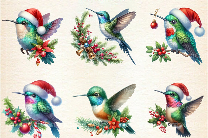 Christmas Hummingbird Clipart Bundle - CraftNest - Digital Crafting and Art