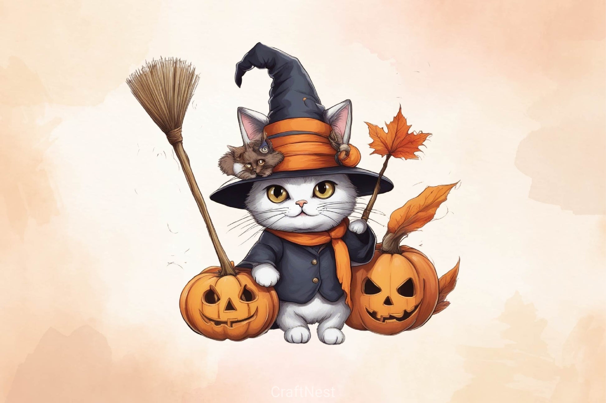 Halloween Cute Cat Clipart Bundle - CraftNest - Digital Crafting and Art