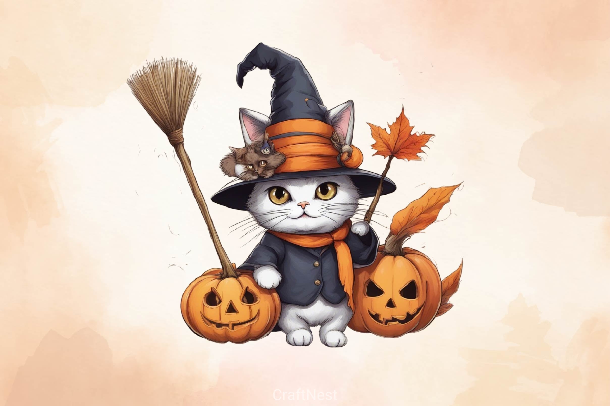 Halloween Cute Cat Clipart Bundle - CraftNest - Digital Crafting and Art