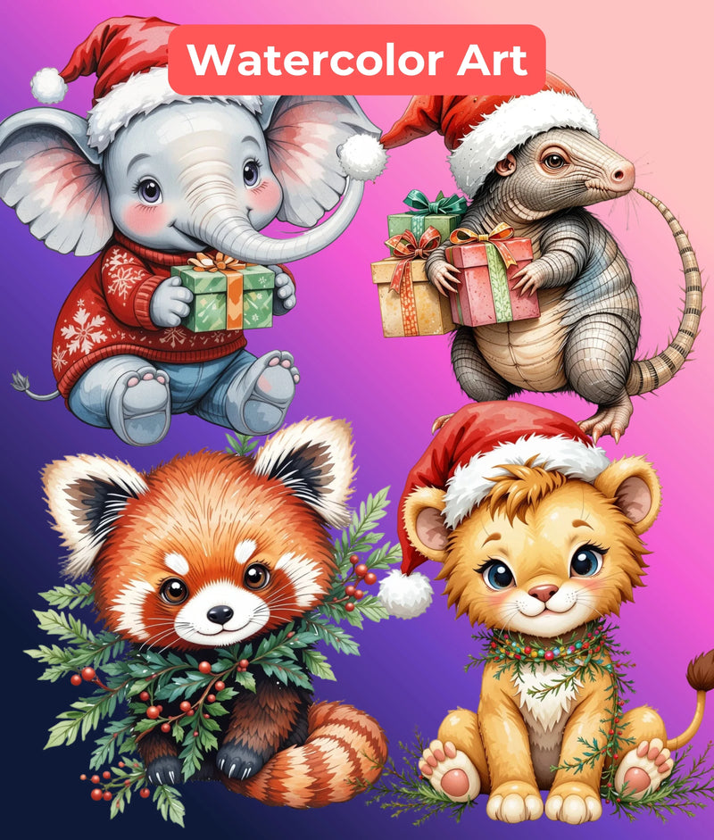 Christmas Zoo Clipart Bundle - CraftNest - Digital Crafting and Art