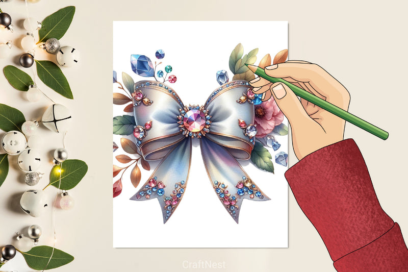 Jewels Bow Clipart Bundle - CraftNest - Digital Crafting and Art