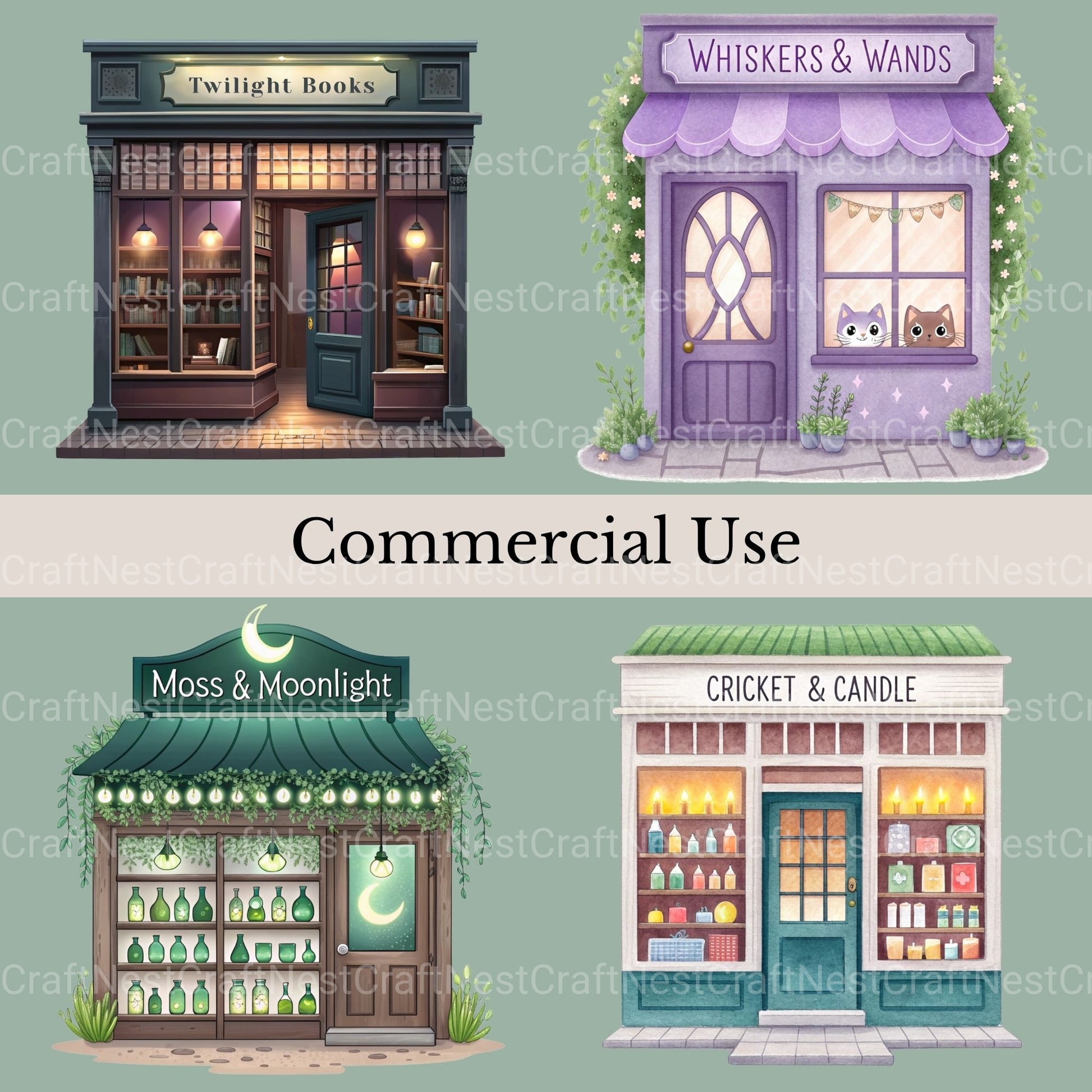 Enchanted Village Shops Clipart Bundle - CraftNest - Digital Crafting and Art