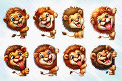 Lion Peeking Around Corner Clipart Bundle 2 - CraftNest - Digital Crafting and Art