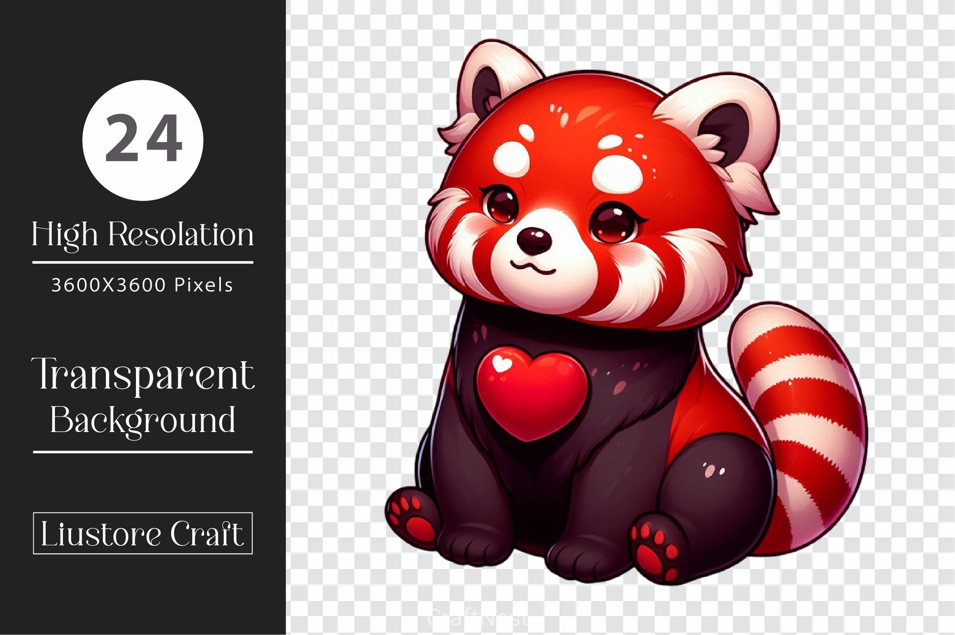 Valentine Red Panda Clipart Bundle - CraftNest - Digital Crafting and Art