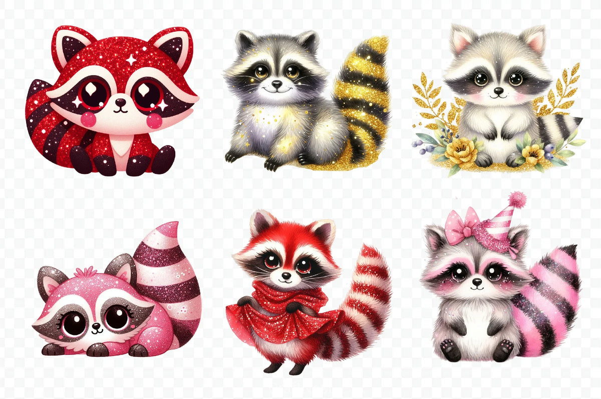 Red Racoon Cute Cute Raccoon Clipart Bundle