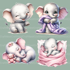 Baby Elephant Clipart Bundle - CraftNest - Digital Crafting and Art