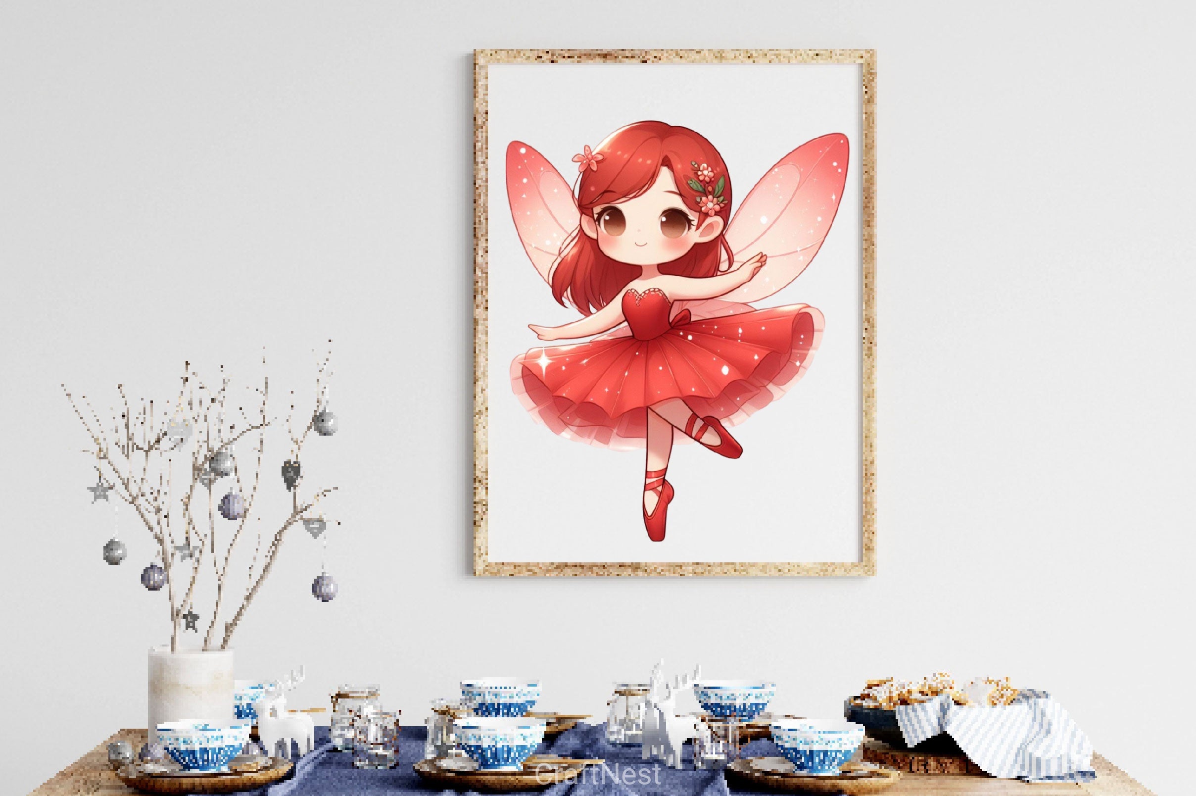 Cute Fairy Red Dress Clipart Bundle - CraftNest - Digital Crafting and Art