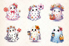 Halloween Floral Ghost Clipart Bundle 2 - CraftNest - Digital Crafting and Art