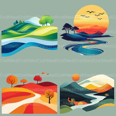 Abstract Landscapes Clipart Bundle - CraftNest - Digital Crafting and Art